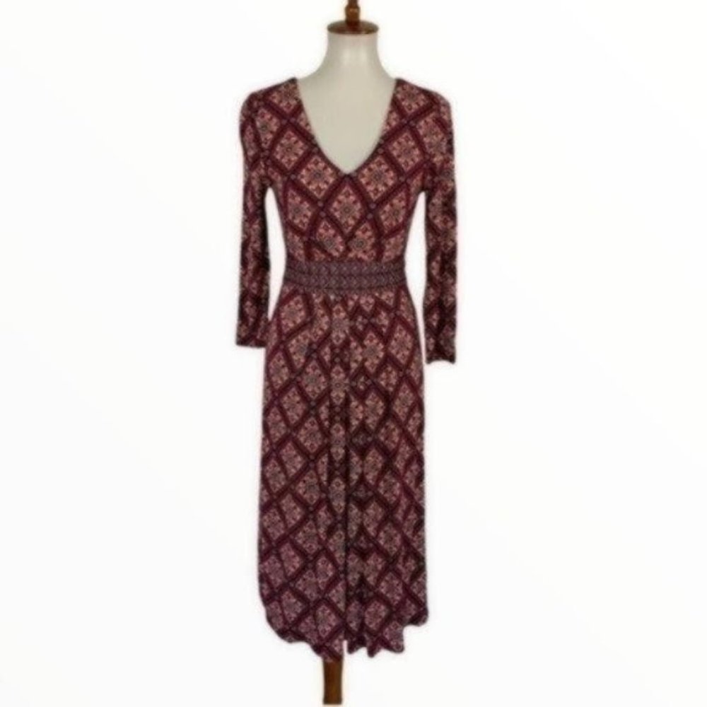 Long Tall Sally Burgundy Patterned Dress
